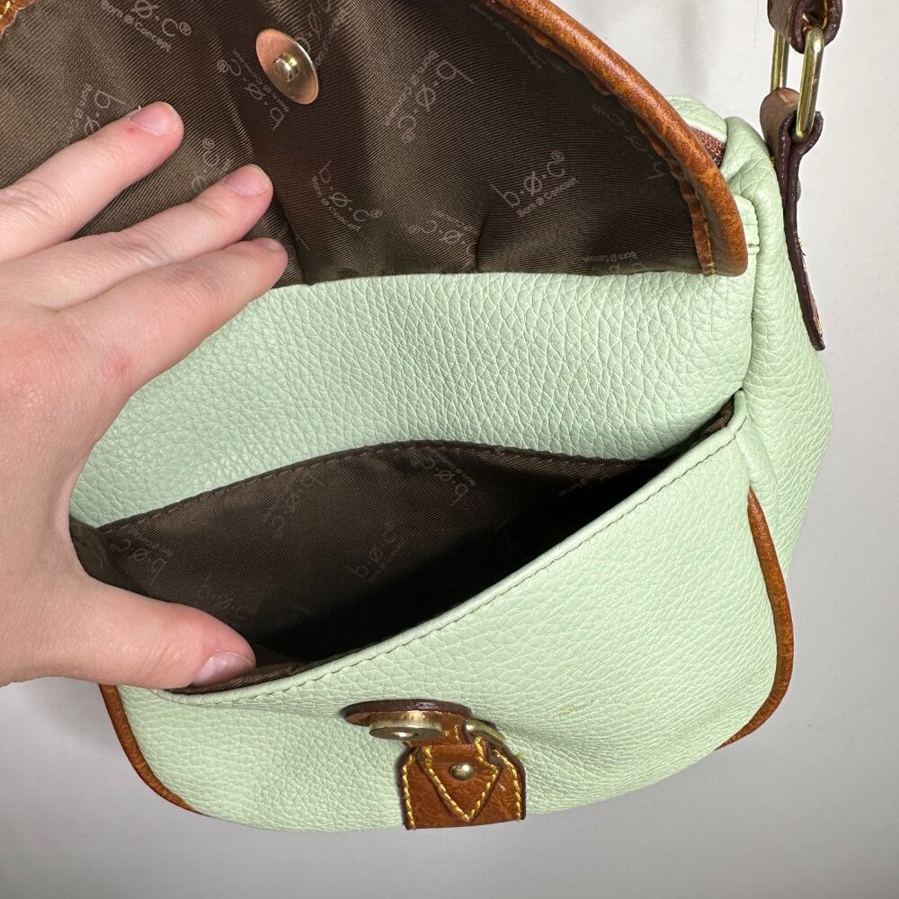 b.o.c. Crossbody Medium Shoulder Bag Soft Leather Light Green / Brown - Picture 5 of 7